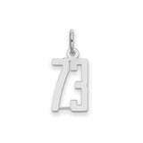 Small Elongated Pol Number 73 Charm Pendant in Real 925 Sterling Silver