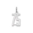Small Elongated Pol Number 75 Charm Pendant in Real 925 Sterling Silver
