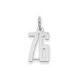 Sterling Silver Pendant Charm with Bold Cutout 76 Number Design, Polished Finish