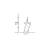 Sterling Silver Number 77 Pendant Charm, Angel Number Lucky Symbol for Intuition and Good Luck