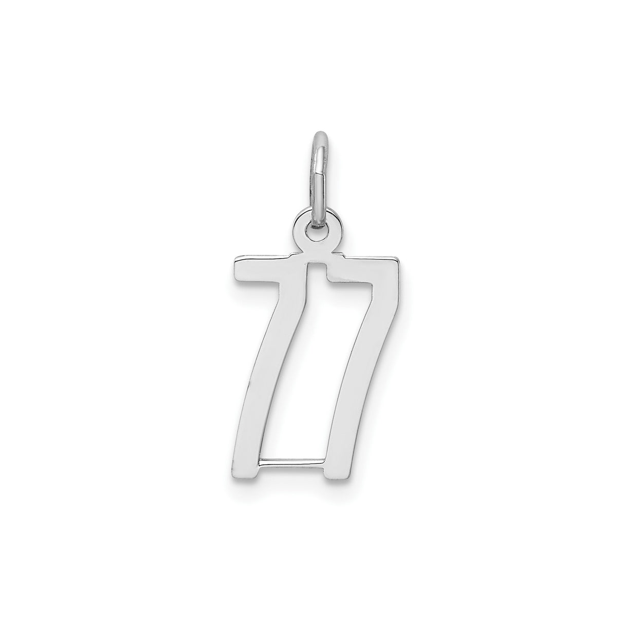 Sterling Silver Number 77 Pendant Charm, Angel Number Lucky Symbol for Intuition and Good Luck