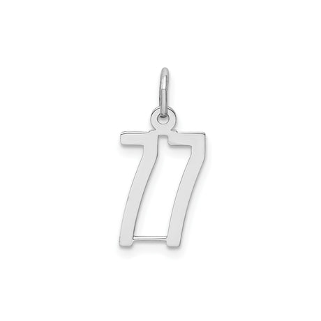 Sterling Silver Number 77 Pendant Charm, Angel Number Lucky Symbol for Intuition and Good Luck