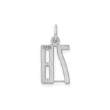 Small Elongated Pol Number 78 Charm Pendant in Real 925 Sterling Silver