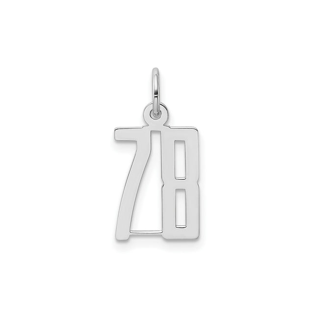 Small Elongated Pol Number 78 Charm Pendant in Real 925 Sterling Silver