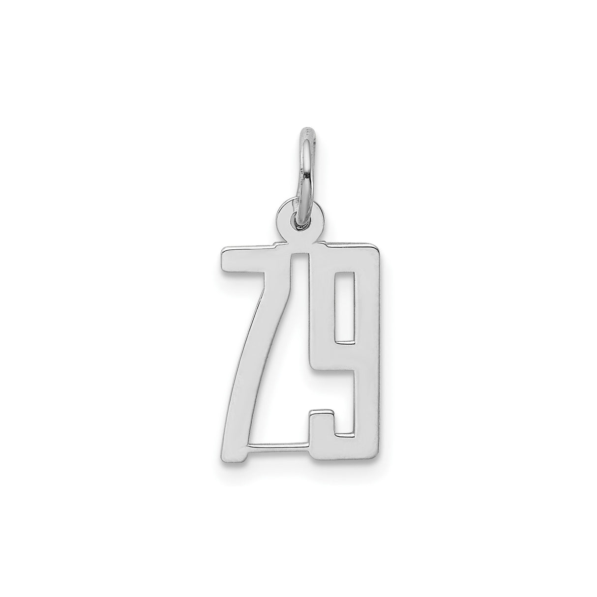 Sterling Silver 79 Pendant, Bold Unisex Number Charm with Modern Minimal Design