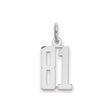 Small Elongated Pol Number 81 Charm Pendant in Real 925 Sterling Silver