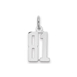 Small Elongated Pol Number 81 Charm Pendant in Real 925 Sterling Silver