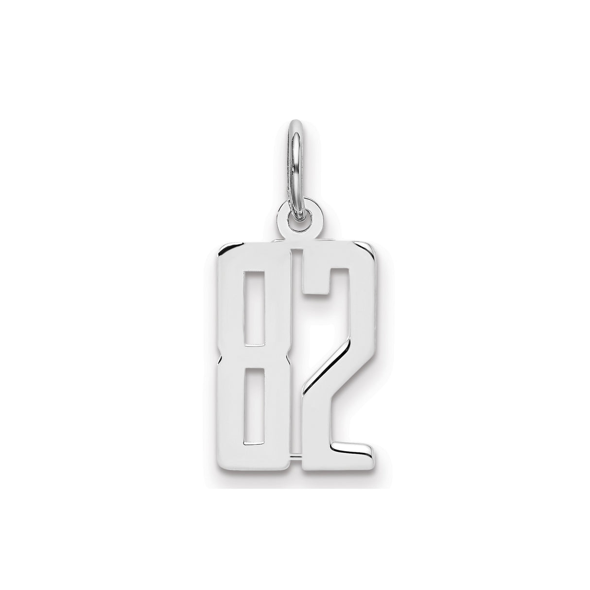 Small Elongated Pol Number 82 Charm Pendant in Real 925 Sterling Silver
