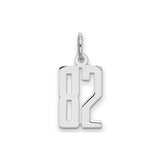 Small Elongated Pol Number 82 Charm Pendant in Real 925 Sterling Silver