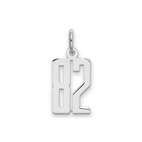 Small Elongated Pol Number 82 Charm Pendant in Real 925 Sterling Silver