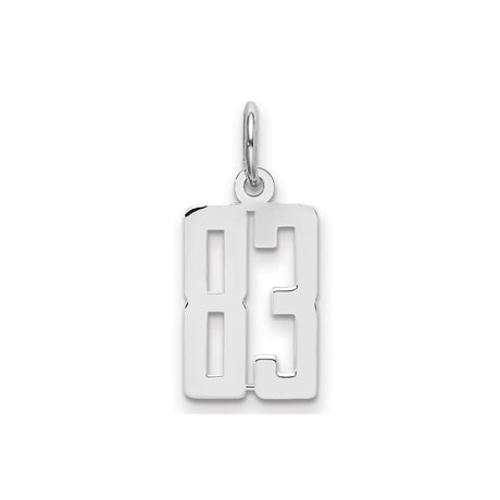 Small Elongated Pol Number 83 Charm Pendant in Real 925 Sterling Silver