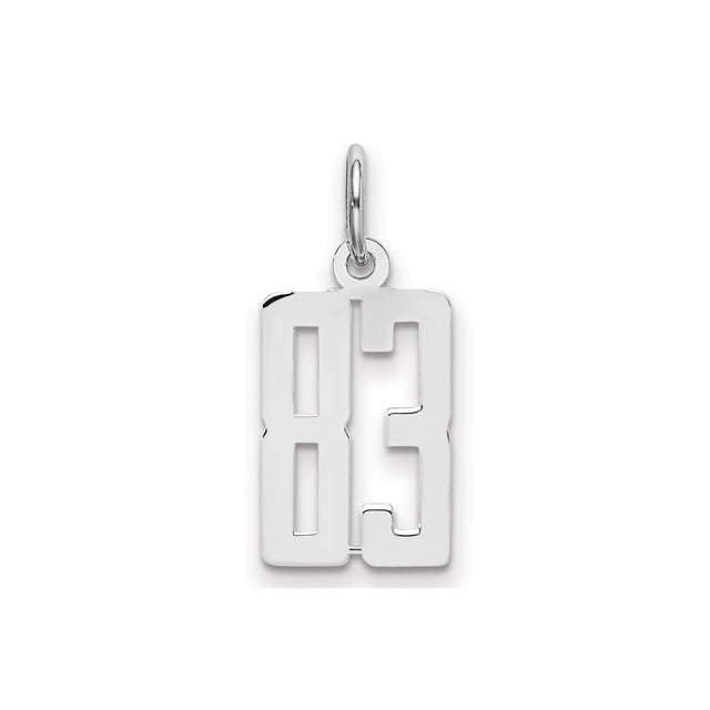 Small Elongated Pol Number 83 Charm Pendant in Real 925 Sterling Silver
