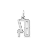 Sterling Silver Number 84 Pendant Charm, Bold Block Numerals, Sports Fan Jewelry