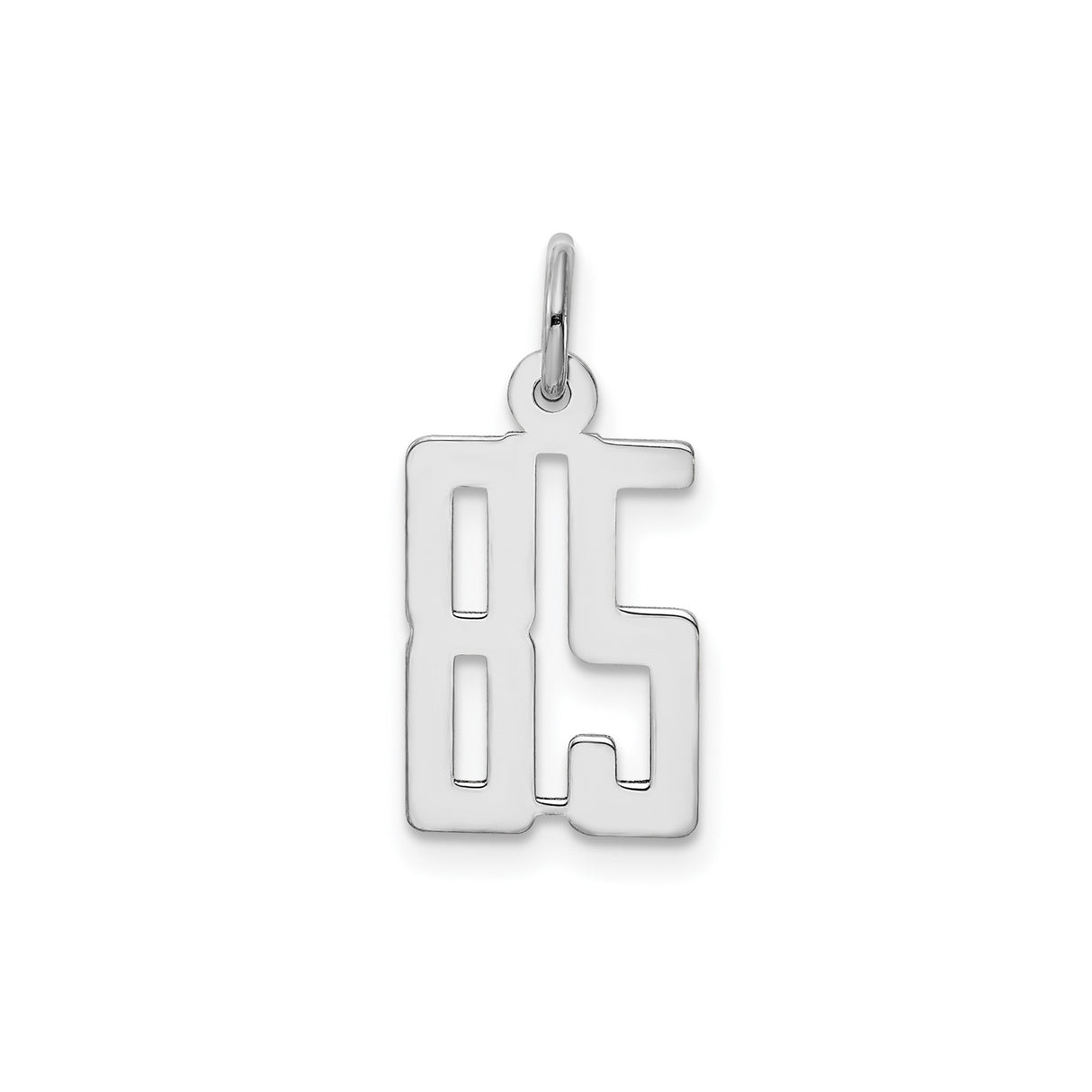 Small Elongated Pol Number 85 Charm Pendant in Real 925 Sterling Silver