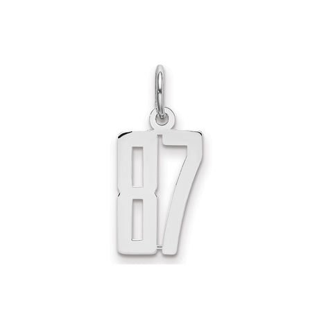 Small Elongated Pol Number 87 Charm Pendant in Real 925 Sterling Silver