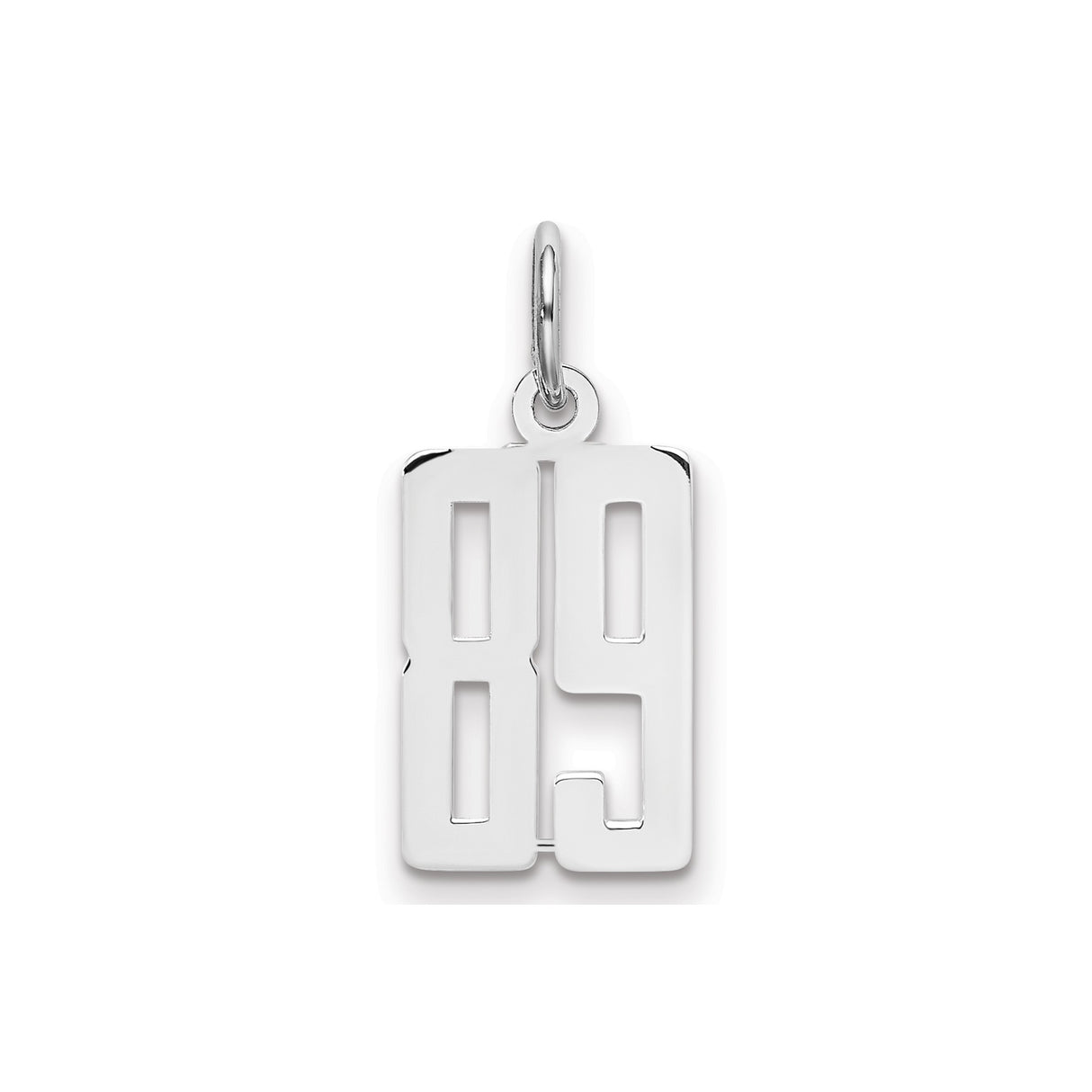 Small Elongated Pol Number 89 Charm Pendant in Real 925 Sterling Silver