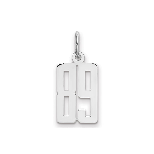 Small Elongated Pol Number 89 Charm Pendant in Real 925 Sterling Silver
