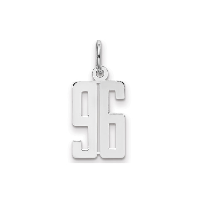 Small Elongated Pol Number 96 Charm Pendant in Real 925 Sterling Silver