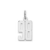 Small Elongated Pol Number 98 Charm Pendant in Real 925 Sterling Silver