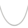 925 White Gold 3.15 mm Polished Chain Necklace, Solid