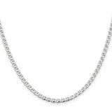925 White Gold 3.15 mm Polished Chain Necklace, Solid