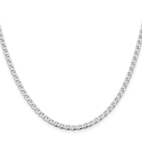 925 White Gold 3.15 mm Polished Chain Necklace, Solid