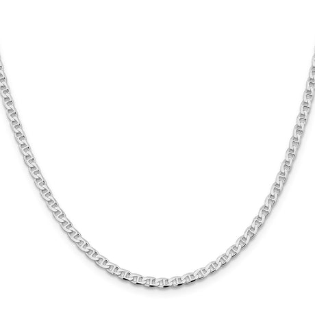 925 White Gold 3.15 mm Polished Chain Necklace, Solid