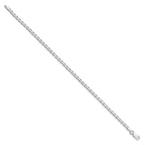 925 White Gold 3.15 mm Polished Chain Anklet, Solid
