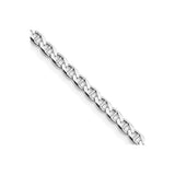 925 White Gold 3.15 mm Polished Chain Necklace, Solid detail view