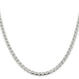 925 White Gold 4.15 mm Polished Chain Necklace, Solid