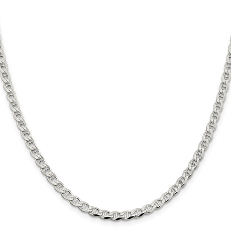 925 White Gold 4.15 mm Polished Chain Necklace, Solid