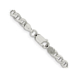 925 White Gold 4.15 mm Polished Chain Necklace, Solid alternate angle
