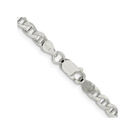 925 White Gold 4.15 mm Polished Chain Necklace, Solid alternate angle