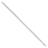 925 White Gold 4.15 mm Polished Chain Bracelet, Solid