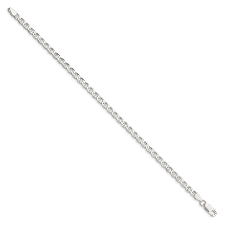 925 White Gold 4.15 mm Polished Chain Bracelet, Solid