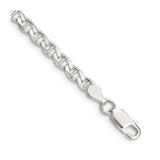 925 White Gold 4.15 mm Polished Chain Bracelet, Solid shown for scale