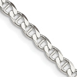 925 White Gold 4.15 mm Polished Chain Necklace, Solid detail view