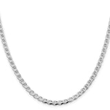 925 White Gold 4.15 mm Polished Chain Necklace, Solid