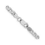 925 White Gold 4.15 mm Polished Chain Necklace, Solid alternate angle