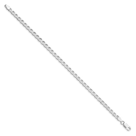 925 White Gold 4.15 mm Polished Chain Bracelet, Solid