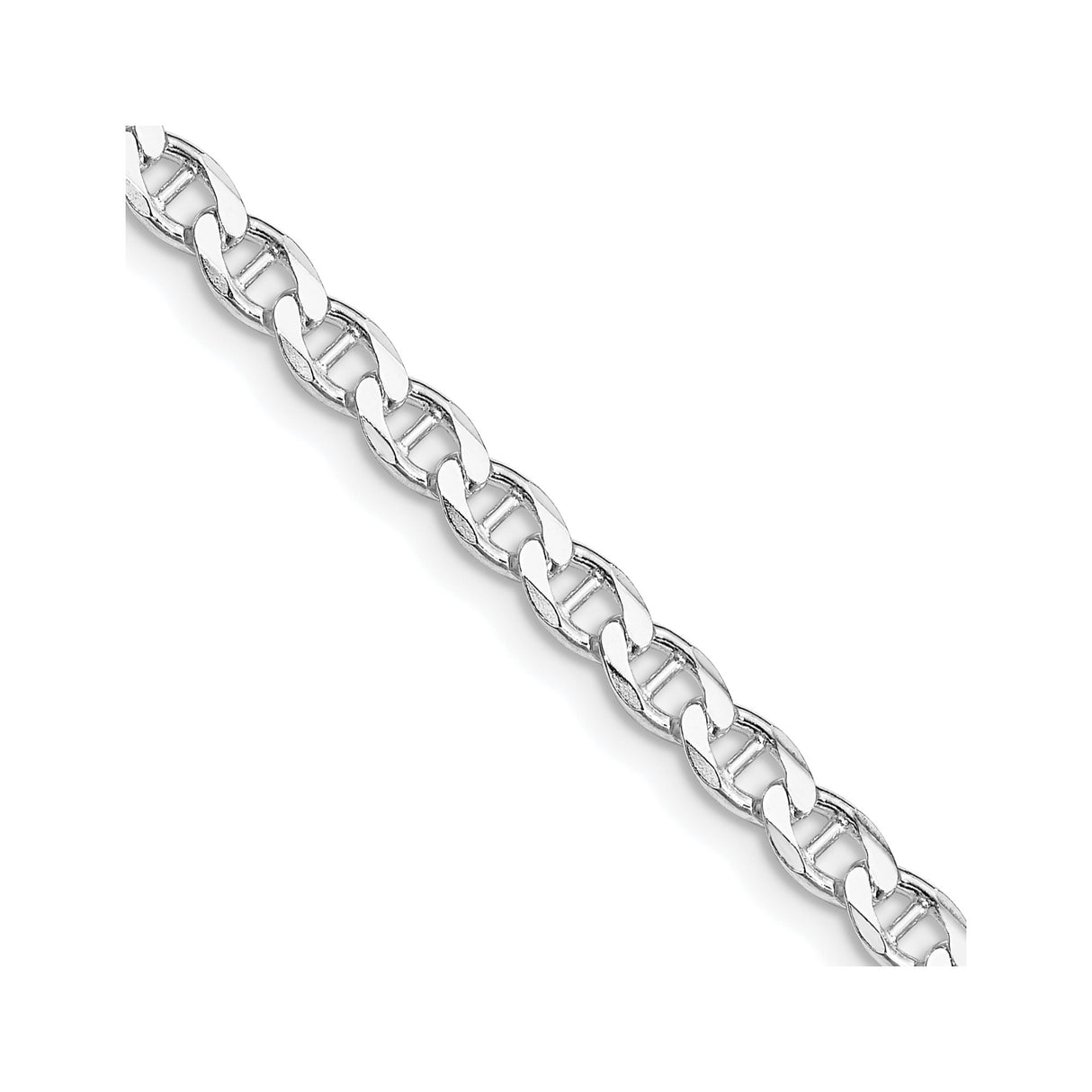 925 White Gold 4.15 mm Polished Chain Necklace, Solid detail view