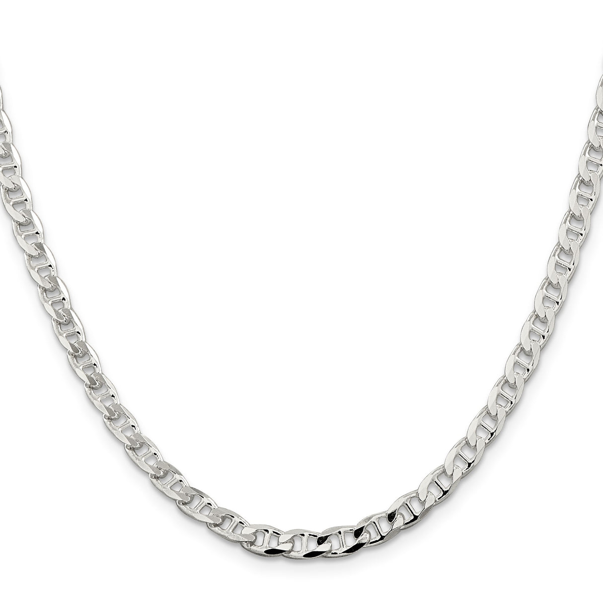 925 White Gold 4.65 mm Polished Chain Necklace, Solid