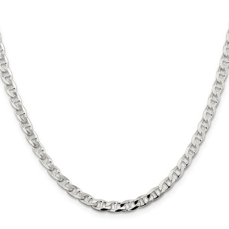 925 White Gold 4.65 mm Polished Chain Necklace, Solid