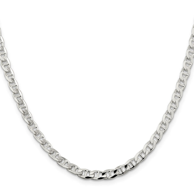 925 White Gold 4.65 mm Polished Chain Necklace, Solid