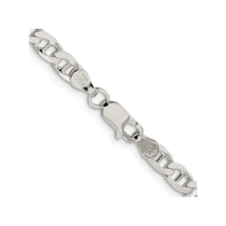 925 White Gold 4.65 mm Polished Chain Necklace, Solid alternate angle