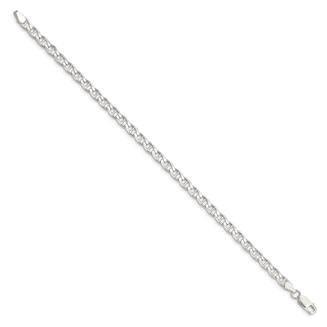 925 White Gold 4.65 mm Polished Chain Bracelet, Solid
