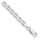 925 White Gold 4.65 mm Polished Chain Bracelet, Solid shown for scale