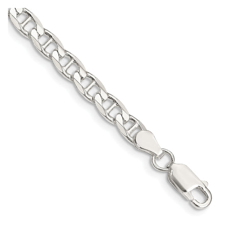 925 White Gold 4.65 mm Polished Chain Bracelet, Solid shown for scale