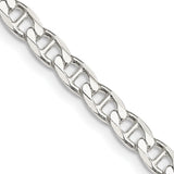 925 White Gold 4.65 mm Polished Chain Necklace, Solid detail view