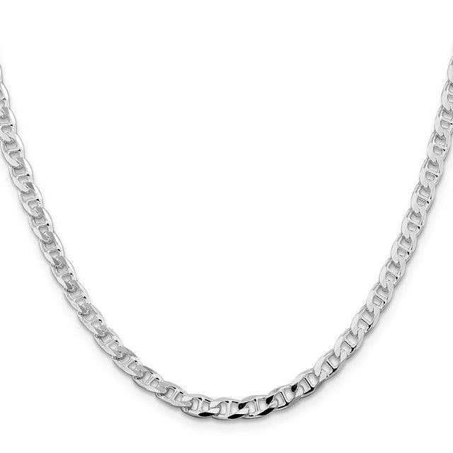 925 White Gold 4.65 mm Polished Chain Necklace, Solid